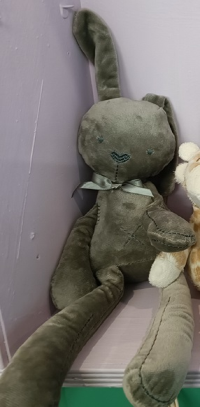 Grey plush bunny - Plush bunnies available in pink,white or grey.