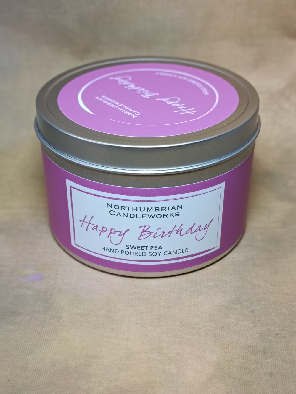 Soy candle ,Happy Birthday. Sweet pea.